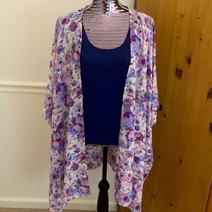 NWOT Charming Charlie Purple/White Floral Cardigan